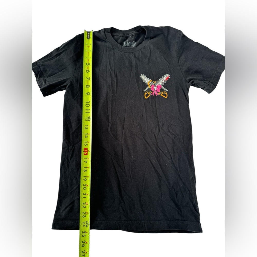 Liquid Death Chainsaw Princess Graphic Tee Black Small Punk Goth - Picture 4 of 9